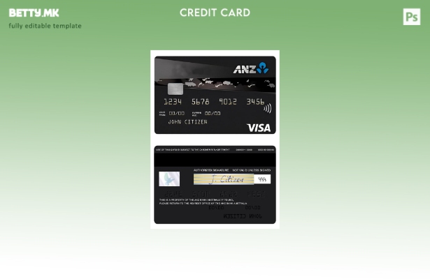 Модерен стил Австралија ANZ Rewards црна шаблон за кредитна виза картичка